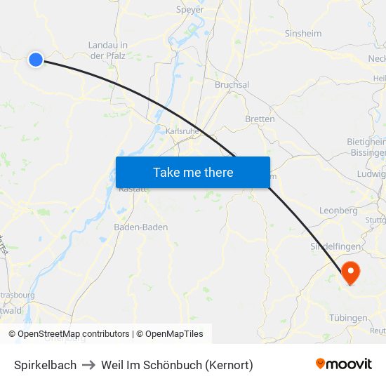 Spirkelbach to Weil Im Schönbuch (Kernort) map