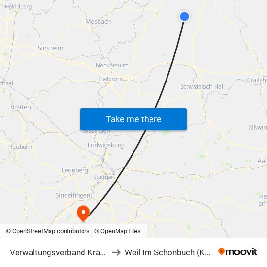 Verwaltungsverband Krautheim to Weil Im Schönbuch (Kernort) map