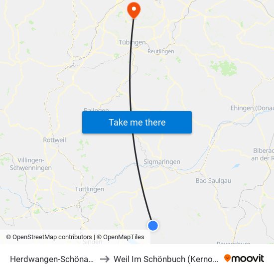 Herdwangen-Schönach to Weil Im Schönbuch (Kernort) map