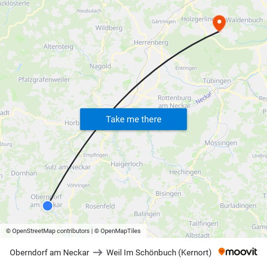 Oberndorf am Neckar to Weil Im Schönbuch (Kernort) map