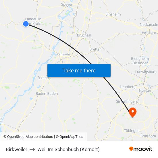 Birkweiler to Weil Im Schönbuch (Kernort) map
