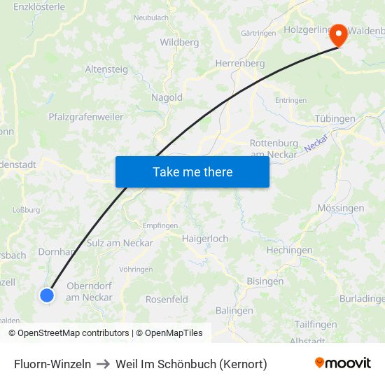 Fluorn-Winzeln to Weil Im Schönbuch (Kernort) map