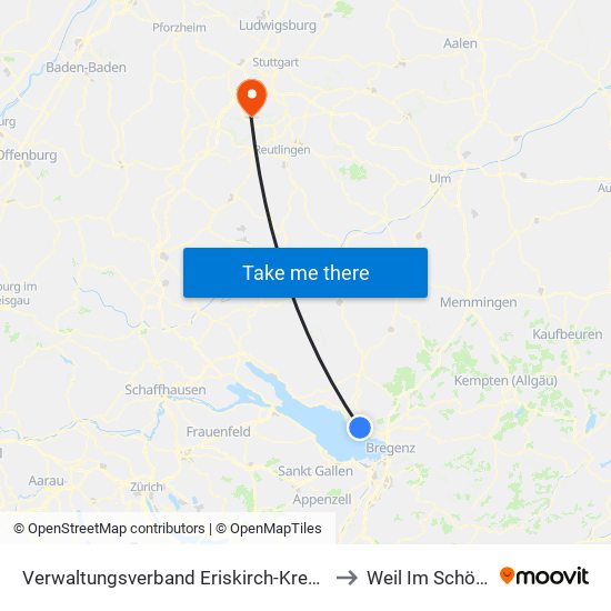 Verwaltungsverband Eriskirch-Kressbronn am Bodensee-Langenargen to Weil Im Schönbuch (Kernort) map