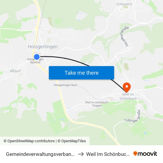 Gemeindeverwaltungsverband Holzgerlingen to Weil Im Schönbuch (Kernort) map