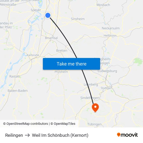 Reilingen to Weil Im Schönbuch (Kernort) map