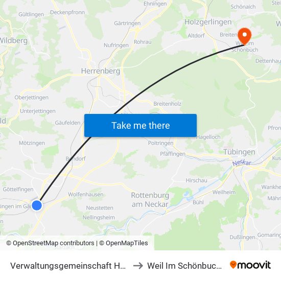 Verwaltungsgemeinschaft Horb am Neckar to Weil Im Schönbuch (Kernort) map