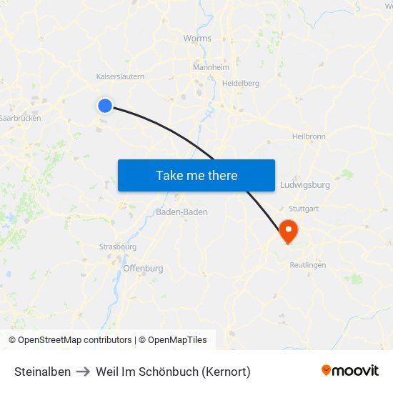Steinalben to Weil Im Schönbuch (Kernort) map
