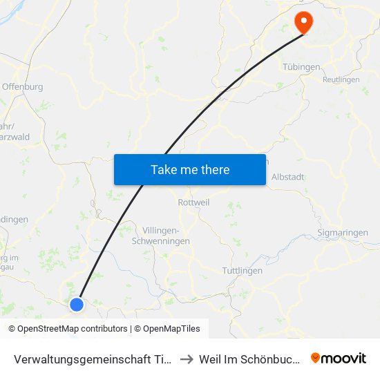 Verwaltungsgemeinschaft Titisee-Neustadt to Weil Im Schönbuch (Kernort) map