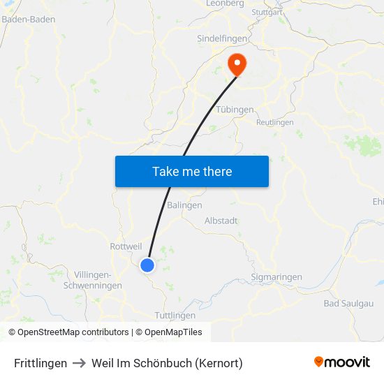 Frittlingen to Weil Im Schönbuch (Kernort) map