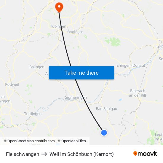 Fleischwangen to Weil Im Schönbuch (Kernort) map