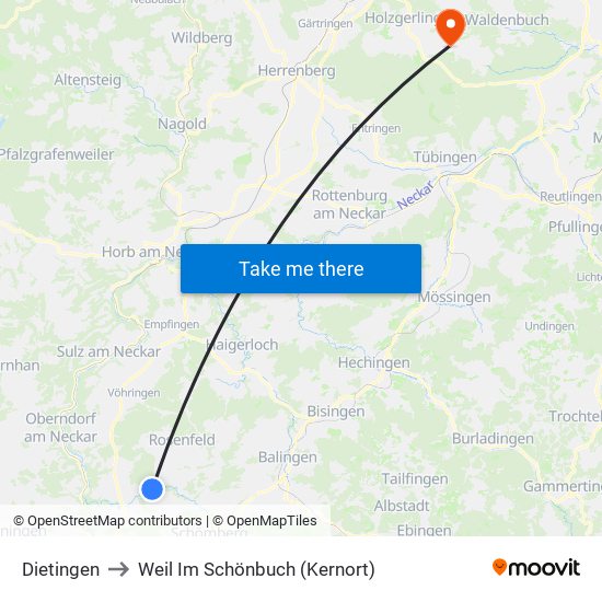 Dietingen to Weil Im Schönbuch (Kernort) map