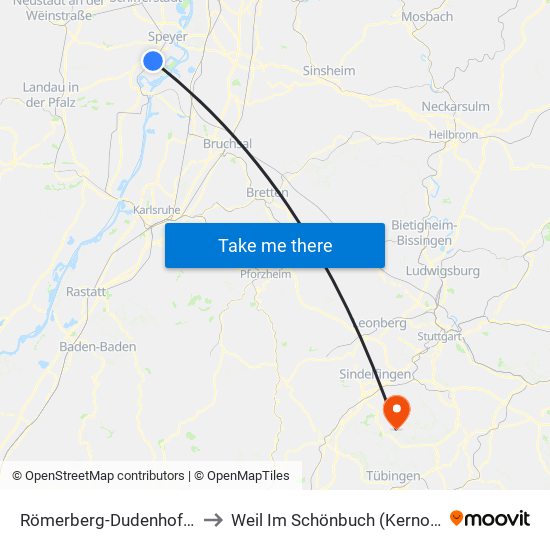 Römerberg-Dudenhofen to Weil Im Schönbuch (Kernort) map