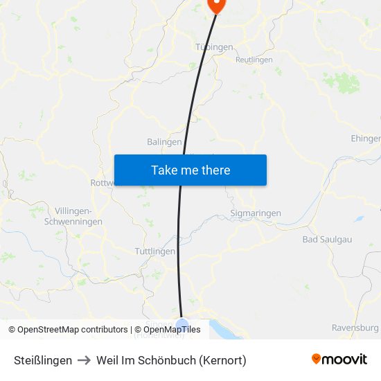 Steißlingen to Weil Im Schönbuch (Kernort) map