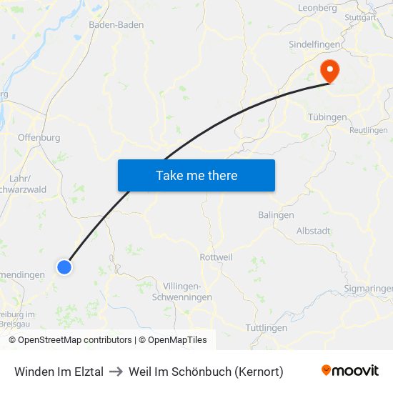 Winden Im Elztal to Weil Im Schönbuch (Kernort) map