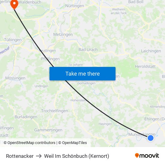 Rottenacker to Weil Im Schönbuch (Kernort) map