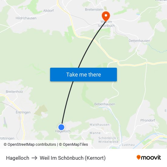 Hagelloch to Weil Im Schönbuch (Kernort) map