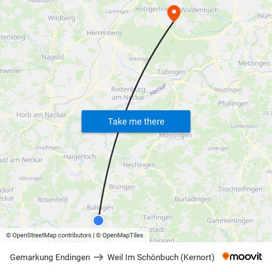 Gemarkung Endingen to Weil Im Schönbuch (Kernort) map