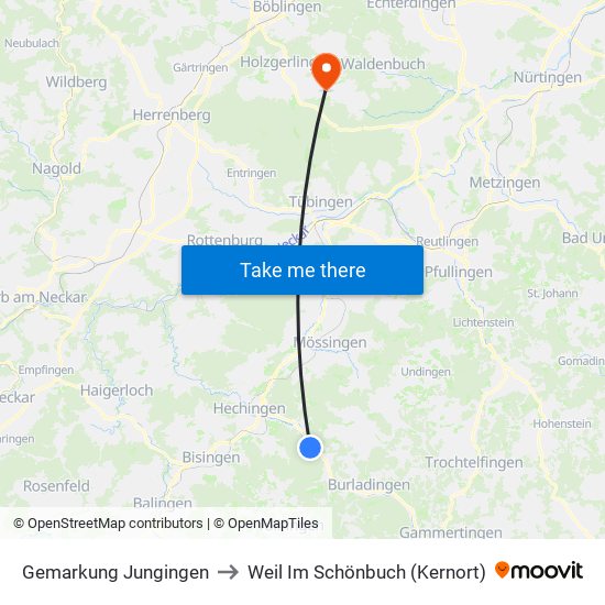 Gemarkung Jungingen to Weil Im Schönbuch (Kernort) map