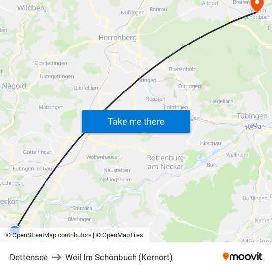 Dettensee to Weil Im Schönbuch (Kernort) map