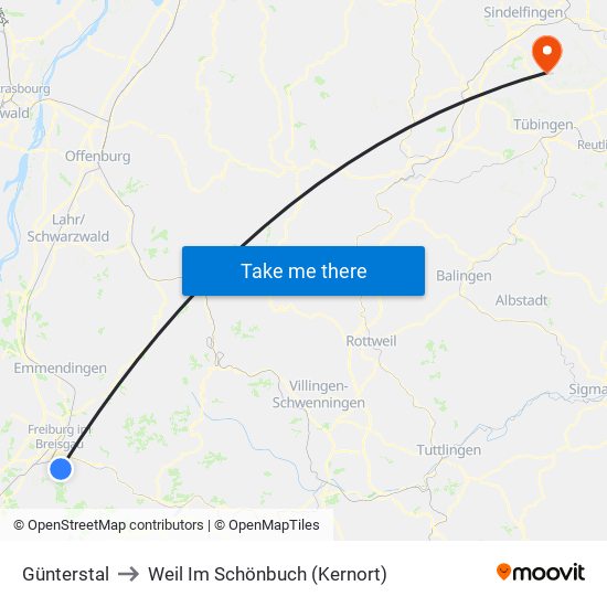Günterstal to Weil Im Schönbuch (Kernort) map