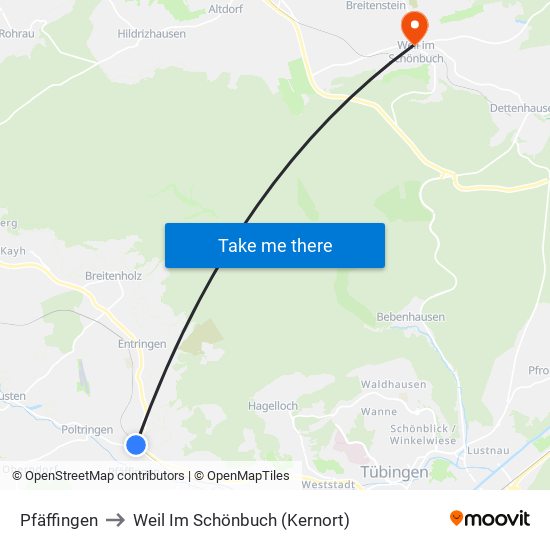 Pfäffingen to Weil Im Schönbuch (Kernort) map