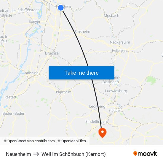 Neuenheim to Weil Im Schönbuch (Kernort) map