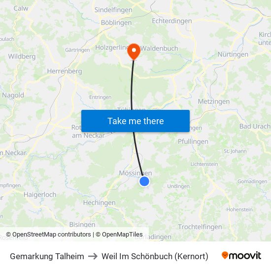 Gemarkung Talheim to Weil Im Schönbuch (Kernort) map