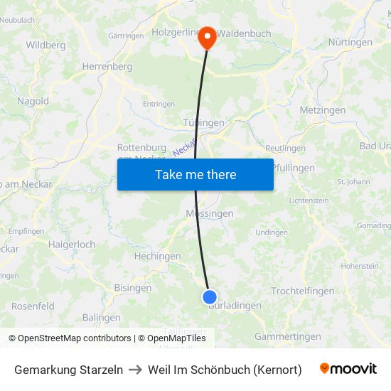 Gemarkung Starzeln to Weil Im Schönbuch (Kernort) map