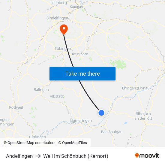 Andelfingen to Weil Im Schönbuch (Kernort) map