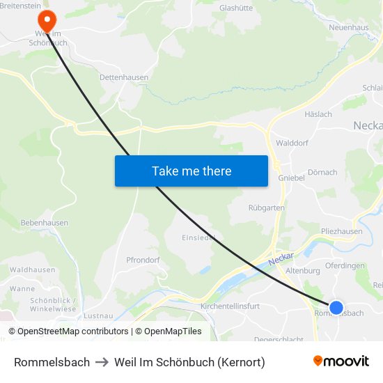 Rommelsbach to Weil Im Schönbuch (Kernort) map