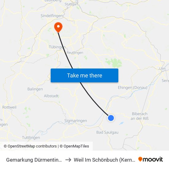 Gemarkung Dürmentingen to Weil Im Schönbuch (Kernort) map