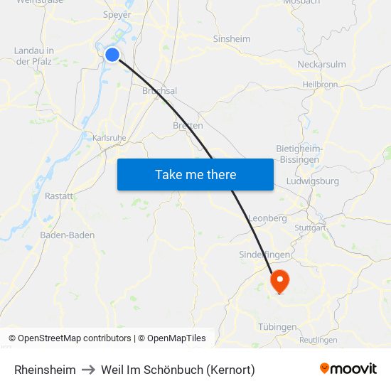 Rheinsheim to Weil Im Schönbuch (Kernort) map