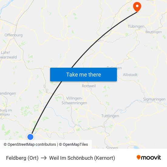 Feldberg (Ort) to Weil Im Schönbuch (Kernort) map