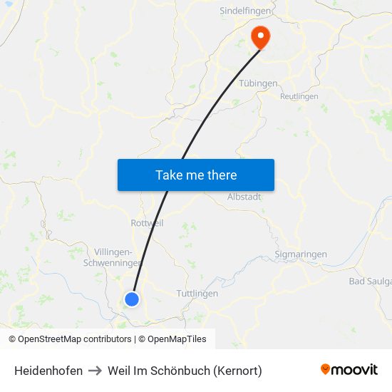 Heidenhofen to Weil Im Schönbuch (Kernort) map