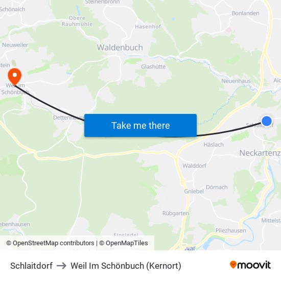 Schlaitdorf to Weil Im Schönbuch (Kernort) map