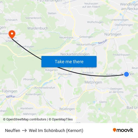 Neuffen to Weil Im Schönbuch (Kernort) map