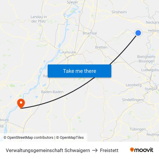 Verwaltungsgemeinschaft Schwaigern to Freistett map