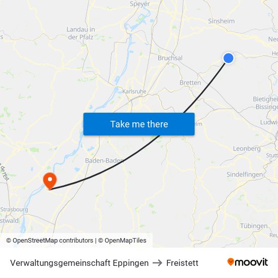 Verwaltungsgemeinschaft Eppingen to Freistett map