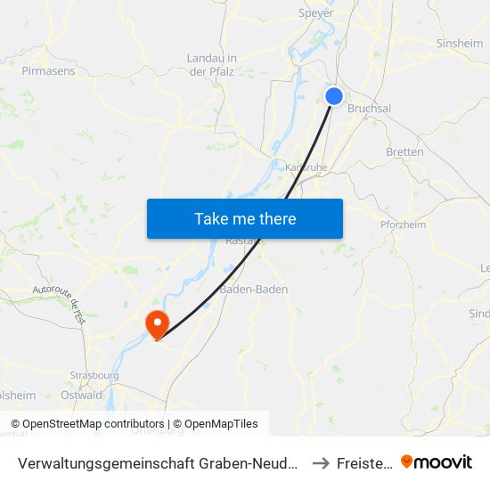 Verwaltungsgemeinschaft Graben-Neudorf to Freistett map