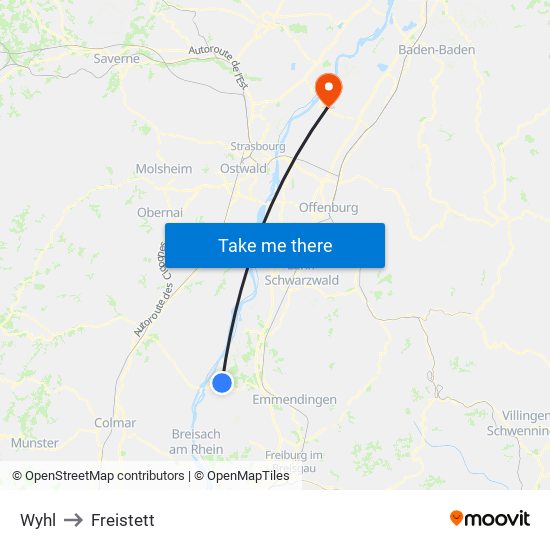 Wyhl to Freistett map
