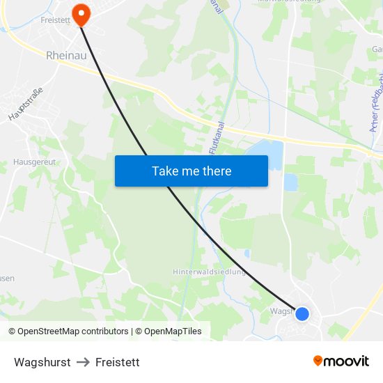 Wagshurst to Freistett map