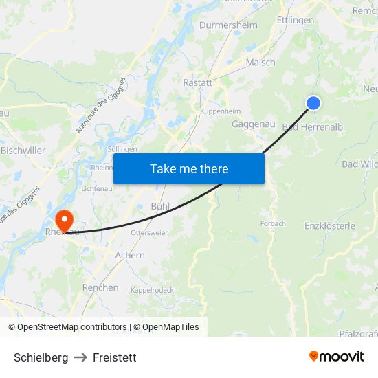 Schielberg to Freistett map