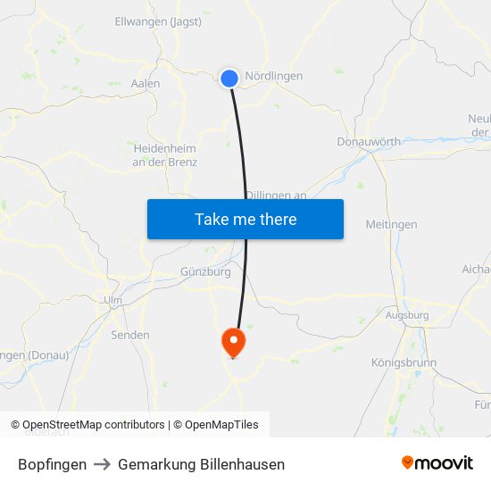 Bopfingen to Gemarkung Billenhausen map