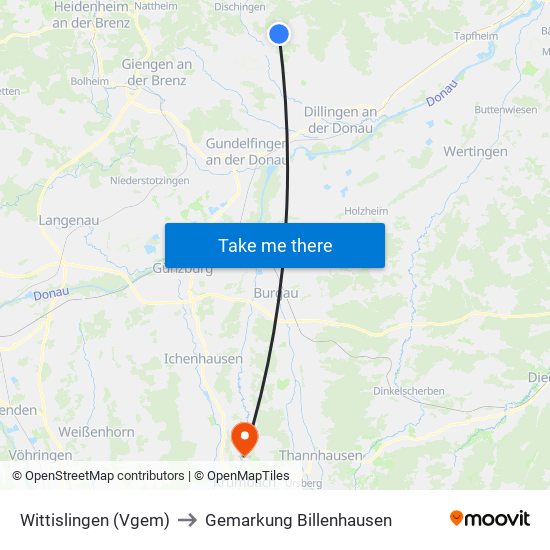 Wittislingen (Vgem) to Gemarkung Billenhausen map