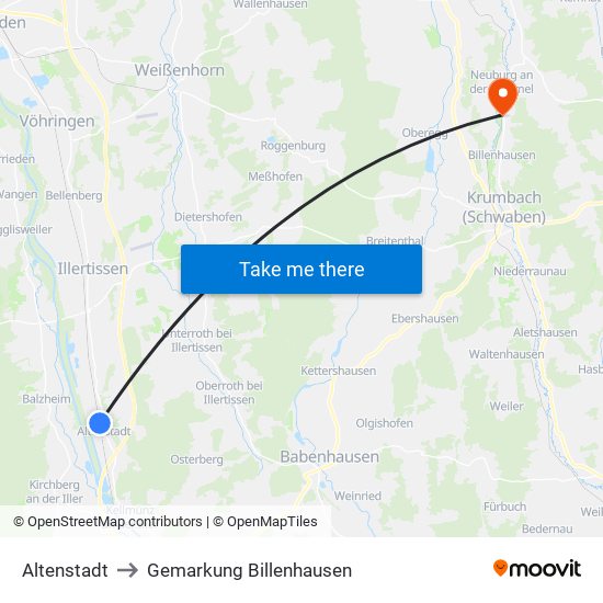 Altenstadt to Gemarkung Billenhausen map