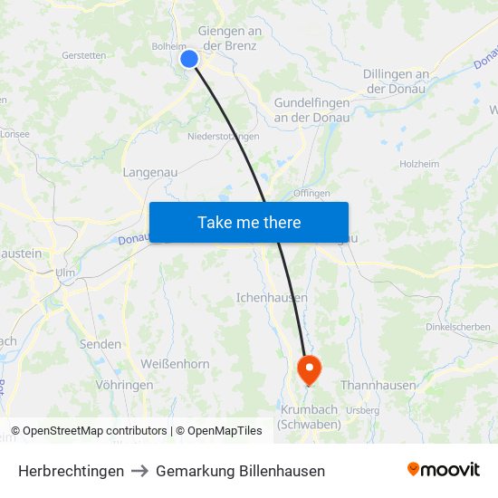 Herbrechtingen to Gemarkung Billenhausen map