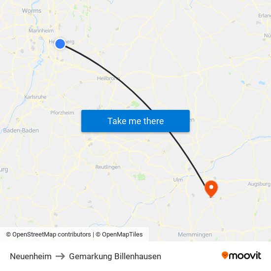 Neuenheim to Gemarkung Billenhausen map