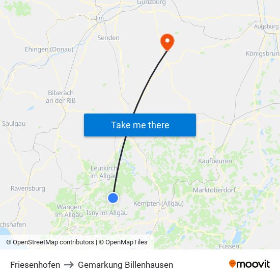 Friesenhofen to Gemarkung Billenhausen map