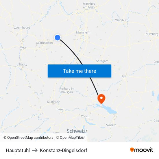 Hauptstuhl to Konstanz-Dingelsdorf map