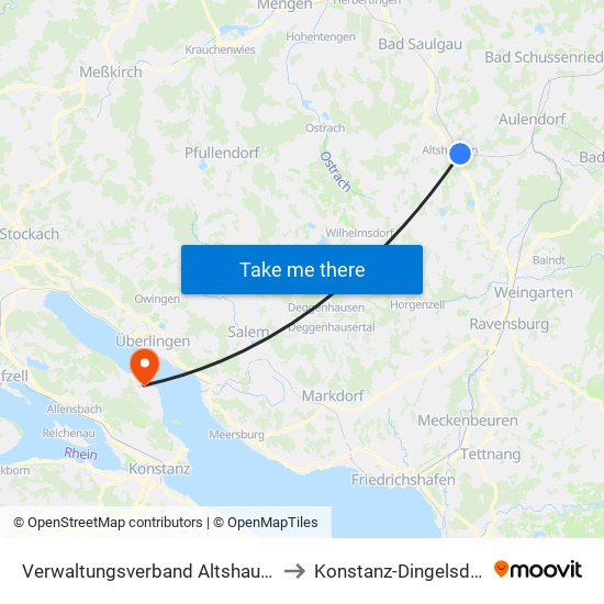 Verwaltungsverband Altshausen to Konstanz-Dingelsdorf map